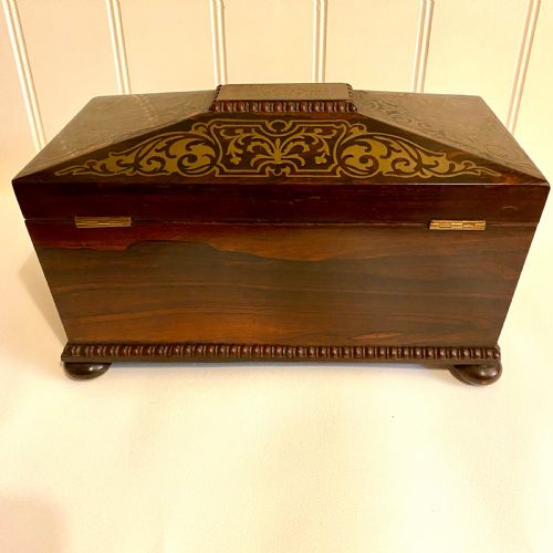 19TH CENTURY SARCOPHAGUS ROSEWOOD TEA CADDY - ADDITIONAL PHOTO 7