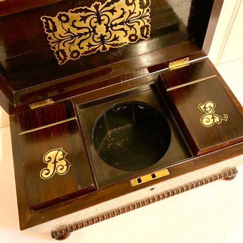 19TH CENTURY SARCOPHAGUS ROSEWOOD TEA CADDY - ADDITIONAL PHOTO 11