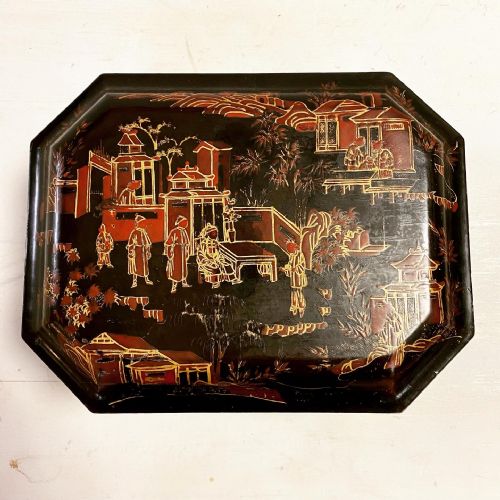 19TH CENTURY LACQUERED TEA CADDY - ADDITIONAL PHOTO 6