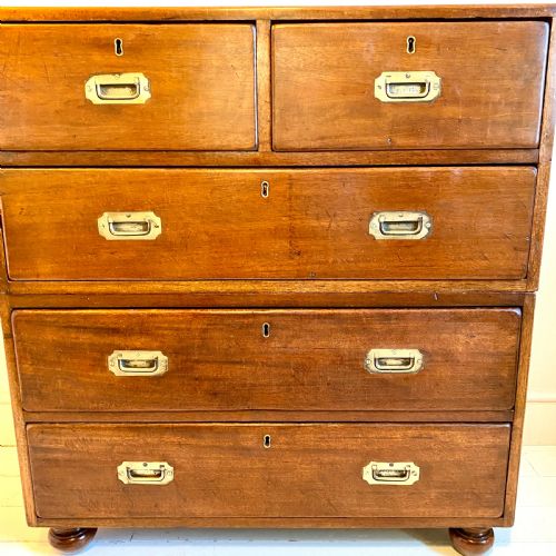 19TH CENTURY MAHOGANY CAMPAIGN MILITARY CHEST OF DRAWERS - ADDITIONAL PHOTO 1