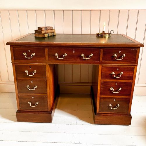 19th century mahogany shoolbred pedestal desk - CATEGORY: ANTIQUE DESKS - DATED 19TH CENTURY