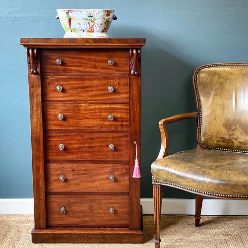 19th century mahogany wellington chest - CATEGORY: ANTIQUE CHEST OF DRAWERS - DATED 19TH CENTURY