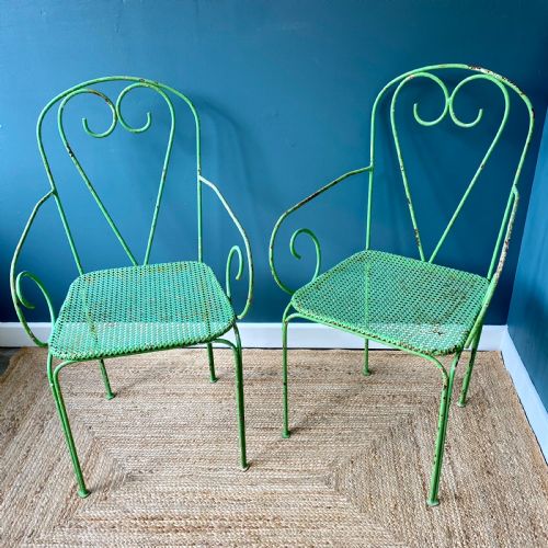 PAIR OF FRENCH WROUGHT IRON GARDEN CHAIRS - ADDITIONAL PHOTO 1