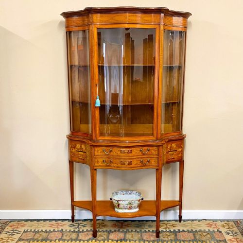19th century satinwood inlaid display cabinet - CATEGORY: ANTIQUE CABINETS - DATED 19TH CENTURY
