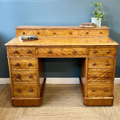 19h century satin birch desk - CATEGORY: ANTIQUE DESKS - DATED 19TH CENTURY