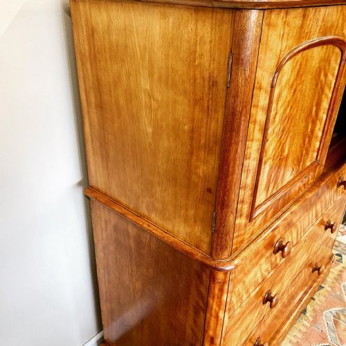 19TH CENTURY SATIN BIRCH LINEN PRESS - ADDITIONAL PHOTO 5