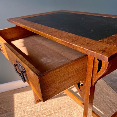 ARTS AND CRAFTS OAK WRITING SIDE TABLE - ADDITIONAL PHOTO 7
