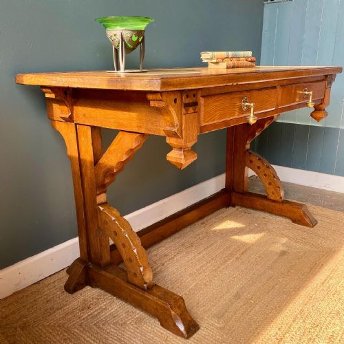 19th century gothic revival writing side table - CATEGORY: ANTIQUE TABLES - DATED 19TH CENTURY