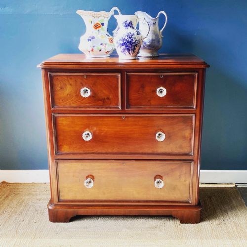 19TH CENTURY MAHOGANY AND WALNUT CHEST OF DRAWERS - ADDITIONAL PHOTO 1