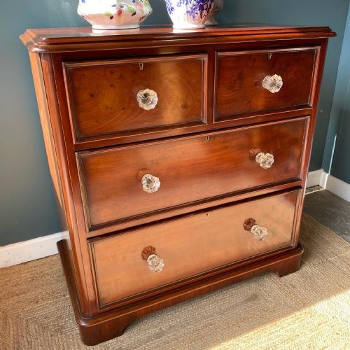 19TH CENTURY MAHOGANY AND WALNUT CHEST OF DRAWERS - ADDITIONAL PHOTO 2