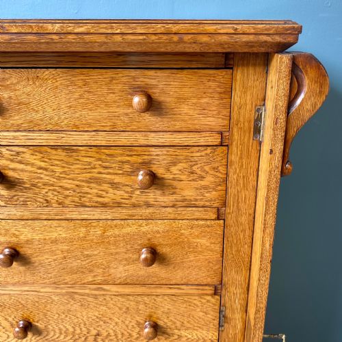 MID 19TH CENTURY OAK WELLINGTON CHEST - ADDITIONAL PHOTO 2