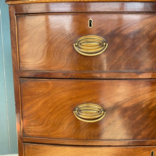 REGENCY MAHOGANY BOW FRONT CHEST OF DRAWERS - ADDITIONAL PHOTO 5
