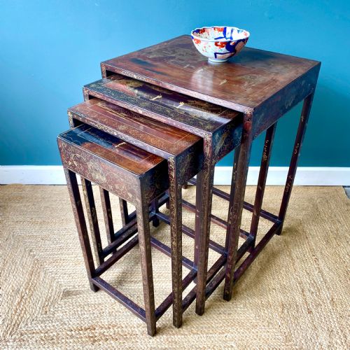 EDWARDIAN CHINOISERIE NEST OF FOUR TABLES - ADDITIONAL PHOTO 1