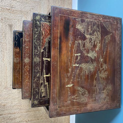 EDWARDIAN CHINOISERIE NEST OF FOUR TABLES - ADDITIONAL PHOTO 4