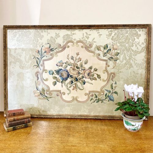 19th century silk embroidered panel - CATEGORY: ANTIQUE MISCELLANEOUS - DATED 19TH CENTURY