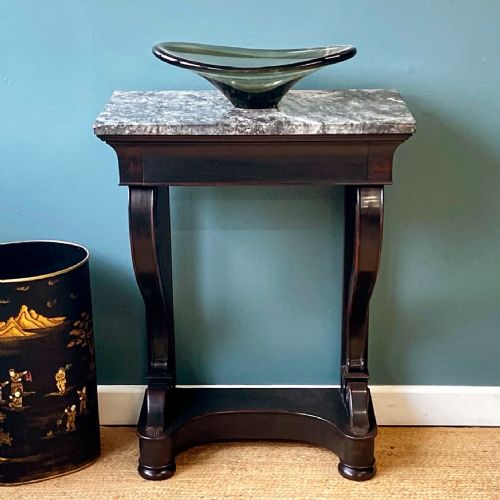 MARBLE TOPPED PAINTED CONSOLE TABLE - ADDITIONAL PHOTO 1