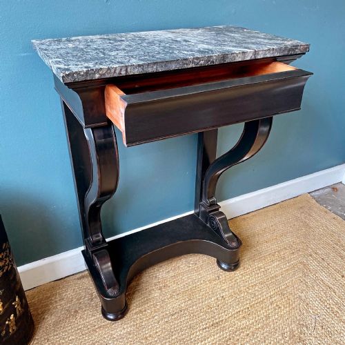 MARBLE TOPPED PAINTED CONSOLE TABLE - ADDITIONAL PHOTO 2