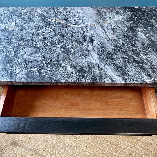 MARBLE TOPPED PAINTED CONSOLE TABLE - ADDITIONAL PHOTO 5