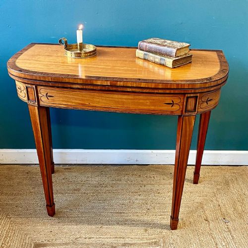 georgian satinwood card table - CATEGORY: ANTIQUE TABLES - DATED GEORGIAN