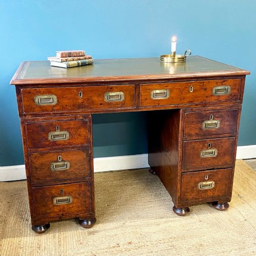 19th century teak campaign desk - CATEGORY: ANTIQUE DESKS - DATED 19TH CENTURY