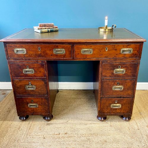 19TH CENTURY TEAK CAMPAIGN DESK - ADDITIONAL PHOTO 1