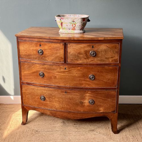 regency mahogany bow front chest of drawers - CATEGORY: ANTIQUE CHEST OF DRAWERS - DATED REGENCY