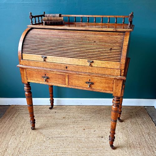 19TH CENTURY OAK ROLLTOP DESK - ADDITIONAL PHOTO 3