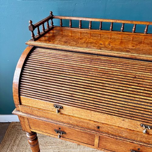 19TH CENTURY OAK ROLLTOP DESK - ADDITIONAL PHOTO 5