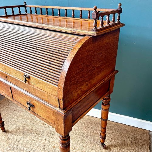 19TH CENTURY OAK ROLLTOP DESK - ADDITIONAL PHOTO 8