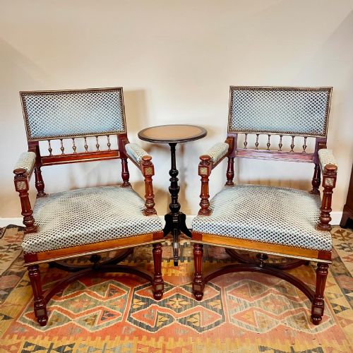 PAIR OF LATE 19TH CENTURY ARMCHAIRS - ADDITIONAL PHOTO 1