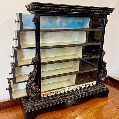 19th century ebonised shop display cabinet - CATEGORY: ANTIQUE CABINETS - DATED 19TH CENTURY