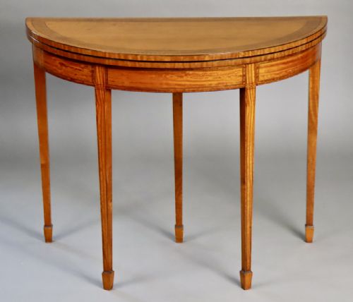 19TH CENTURY SATINWOOD DEMI LUNE CARD TABLE - ADDITIONAL PHOTO 1