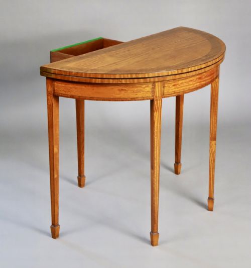 19TH CENTURY SATINWOOD DEMI LUNE CARD TABLE - ADDITIONAL PHOTO 2