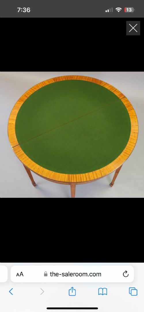 19TH CENTURY SATINWOOD DEMI LUNE CARD TABLE - ADDITIONAL PHOTO 3