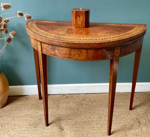 george lll demi lune card table - CATEGORY: ANTIQUE TABLES - DATED 19TH CENTURY