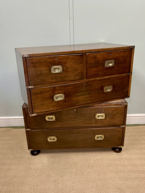19TH CENTURY WALNUT CAMPAIGN CHEST OF DRAWERS - ADDITIONAL PHOTO 2