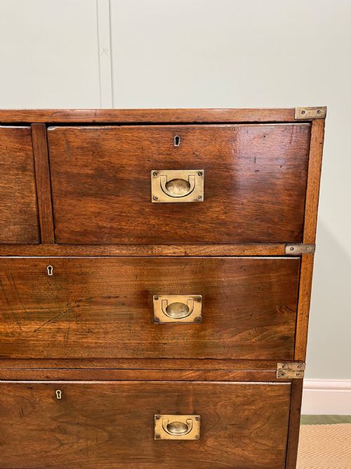 19TH CENTURY WALNUT CAMPAIGN CHEST OF DRAWERS - ADDITIONAL PHOTO 1