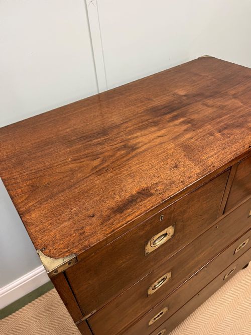 19TH CENTURY WALNUT CAMPAIGN CHEST OF DRAWERS - ADDITIONAL PHOTO 3