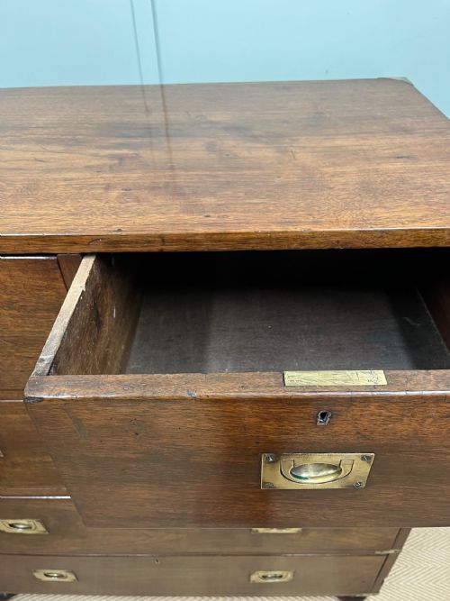 19TH CENTURY WALNUT CAMPAIGN CHEST OF DRAWERS - ADDITIONAL PHOTO 4