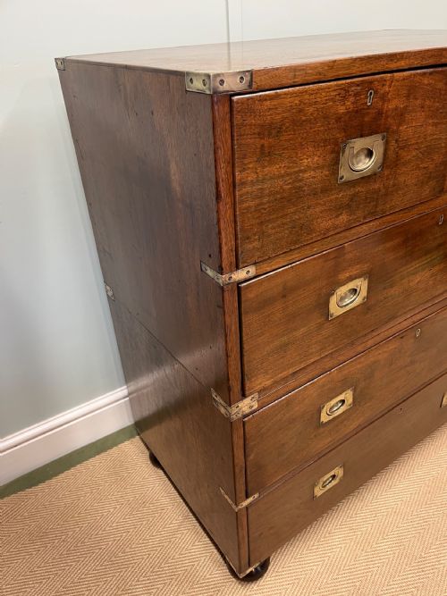 19TH CENTURY WALNUT CAMPAIGN CHEST OF DRAWERS - ADDITIONAL PHOTO 5