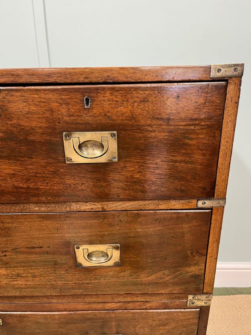 19TH CENTURY WALNUT CAMPAIGN CHEST OF DRAWERS - ADDITIONAL PHOTO 6