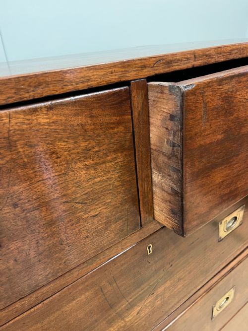 19TH CENTURY WALNUT CAMPAIGN CHEST OF DRAWERS - ADDITIONAL PHOTO 7