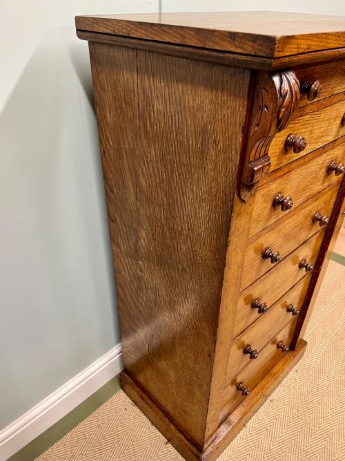 19TH CENTURY OAK WELLINGTON CHEST - ADDITIONAL PHOTO 8
