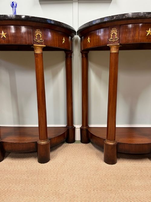 PAIR OF 19TH CENTURY FRENCH EMPIRE STYLE CONSOLES - ADDITIONAL PHOTO 4