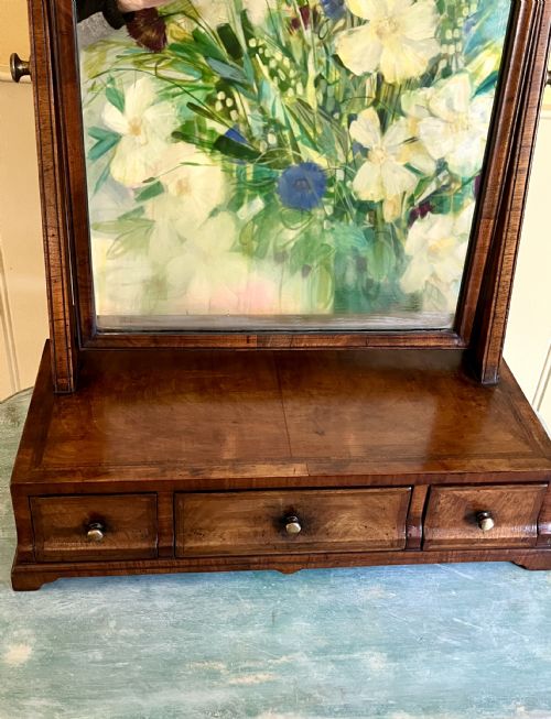 EDWARDIAN WALNUT TOILET DRESSING TABLE MIRROR - ADDITIONAL PHOTO 1
