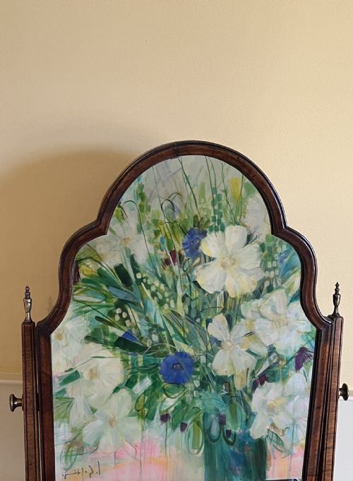 EDWARDIAN WALNUT TOILET DRESSING TABLE MIRROR - ADDITIONAL PHOTO 2