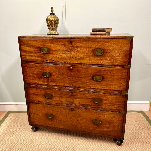 19TH CENTURY CAMPAIGN SECRETARIE CHEST OF DRAWERS