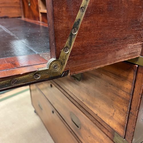 19TH CENTURY CAMPAIGN SECRETARIE CHEST OF DRAWERS - ADDITIONAL PHOTO 8