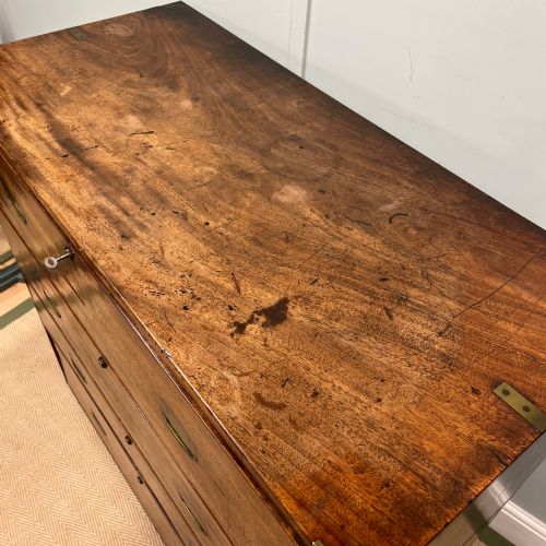 19TH CENTURY CAMPAIGN SECRETARIE CHEST OF DRAWERS - ADDITIONAL PHOTO 11