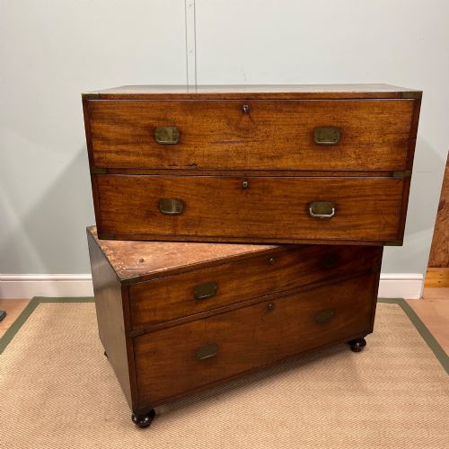 19TH CENTURY CAMPAIGN SECRETARIE CHEST OF DRAWERS - ADDITIONAL PHOTO 12
